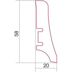 Плинтус напольный, Дуб, лак, 58х20х2200 мм