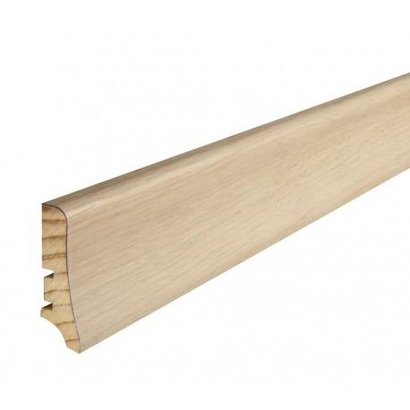 Плинтус напольный Дуб, белый матовый лак, 58х20х2200 мм