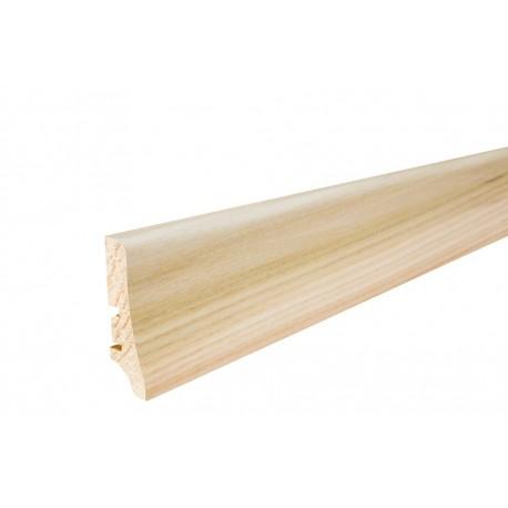 Плинтус напольный Ясень, белый матовый лак, 58х20х2200 мм