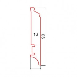 Плинтус напольный белый крашенный, 90х16х2200 мм