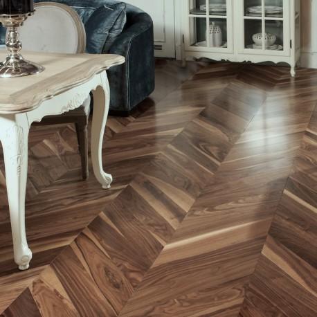 Паркетная доска Французская Ёлка Орех Американский Chevron, лак, 97 мм