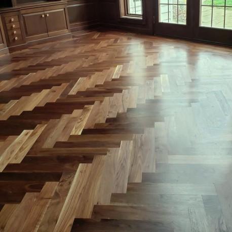 Паркетная доска Английская Ёлка Орех Американский Herringbone, 97 мм