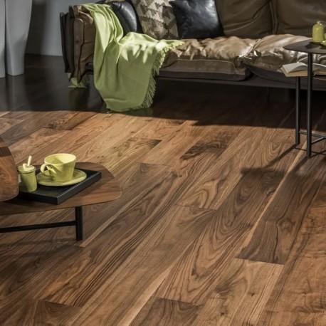 Однополосная паркетная доска Орех Американский, лак, фаска, 156 мм