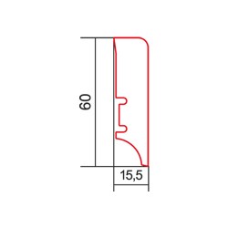 Плінтус напольний Дуб Harmony, вибілений, 60х15,5х2200 мм